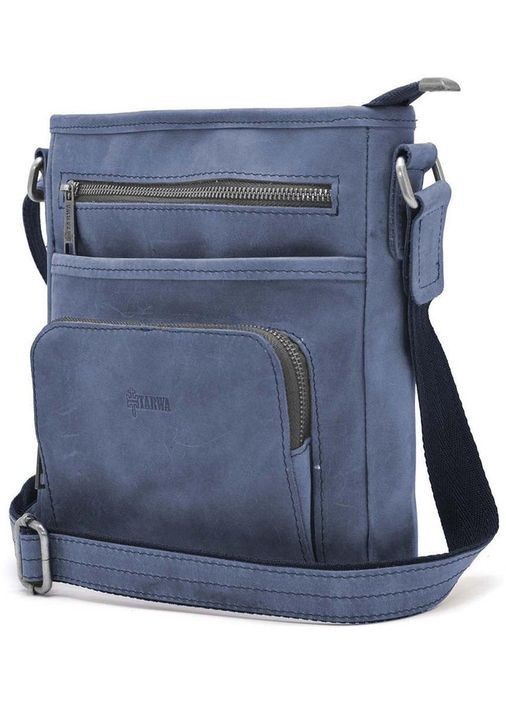 Сумка планшет через плече з натуральної шкіри чоловіча для документів та для телефону середня Синій 40250 TARWA (361348809)