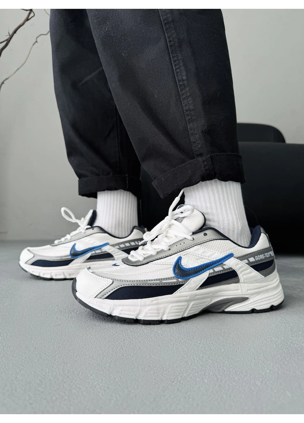 Белые летние кроссовки nike initiator white/gray/blue gore-tex найк инитиатор No Brand