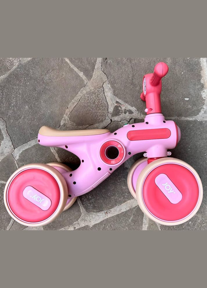 Велобег детский 4-х колесный JOY TL-89-367 пластиковая рама, свет, озвучено на украинском Розовый Corso (327217188)