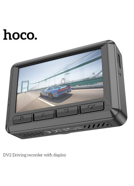 Автомобильный видеорегистратор DV2 на лобовое стекло в авто Driving recorder with display Black Hoco (316675726)