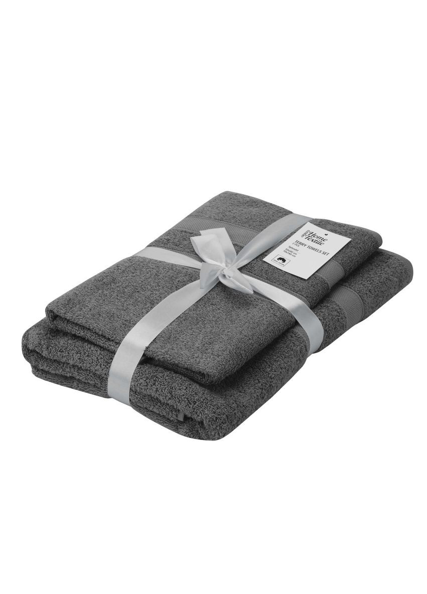 Набір махрових рушників Splendid ART2359DG 2 шт темно-сірий Ardesto комбінований
