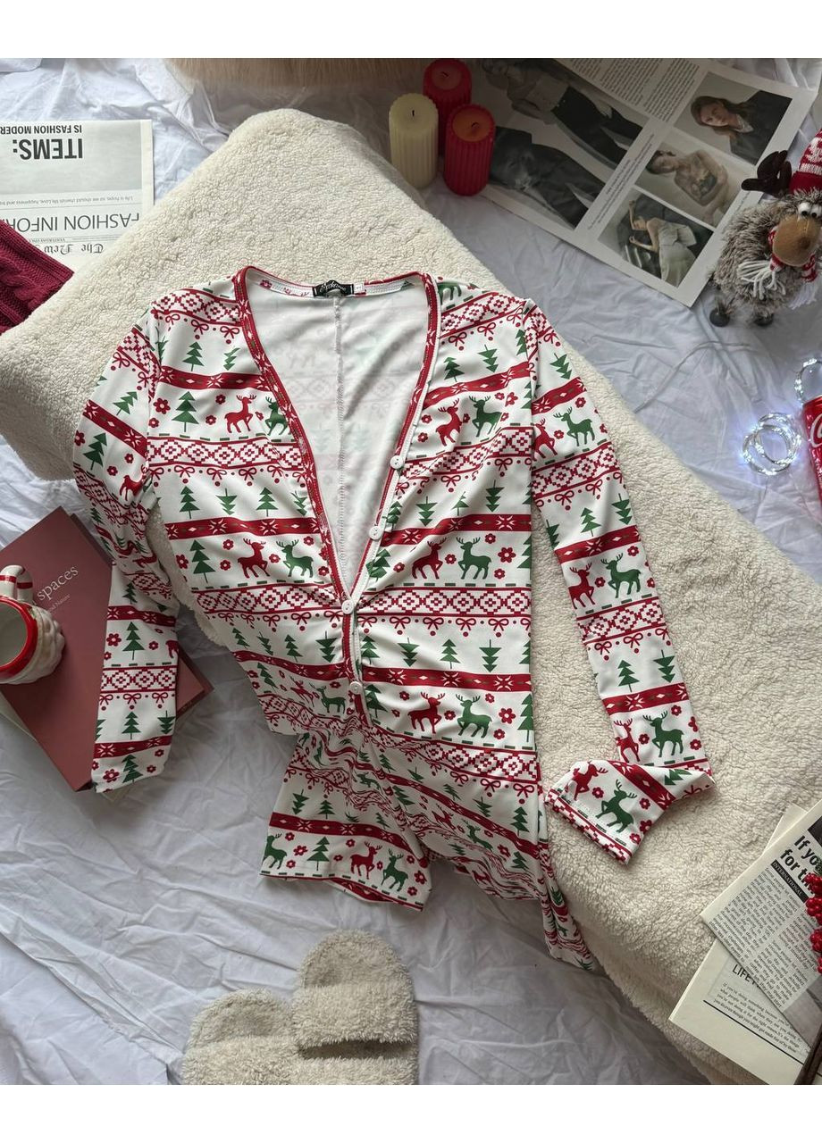 Комбінезон No Brand комбінезон-шорти новорічний білий домашній дайвінг