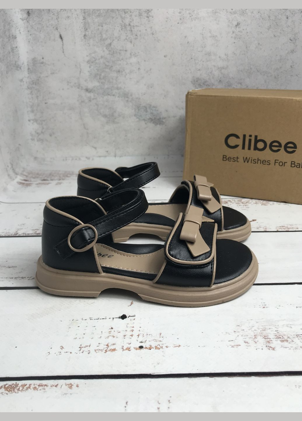 Черные детские босоножки для девочки черный (319) Clibee