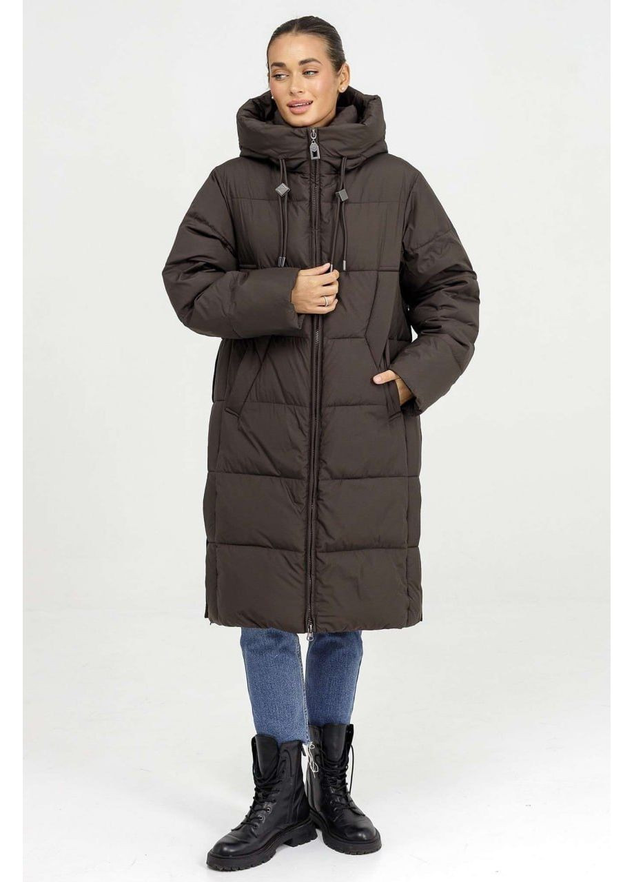 Кофейная зимняя пуховик больших размеров батал Lora Duvetti