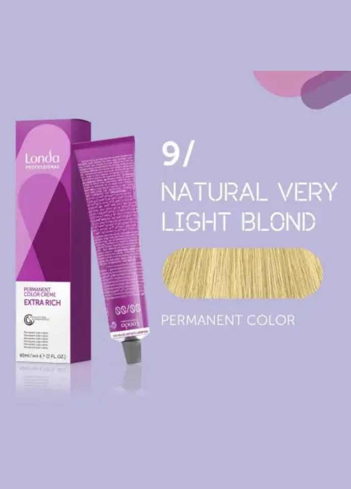 Стійка кремфарба для волосся Professional Permanent Color 9/ яскравий блондин натуральний, 60 мл Londa Professional (292736291)
