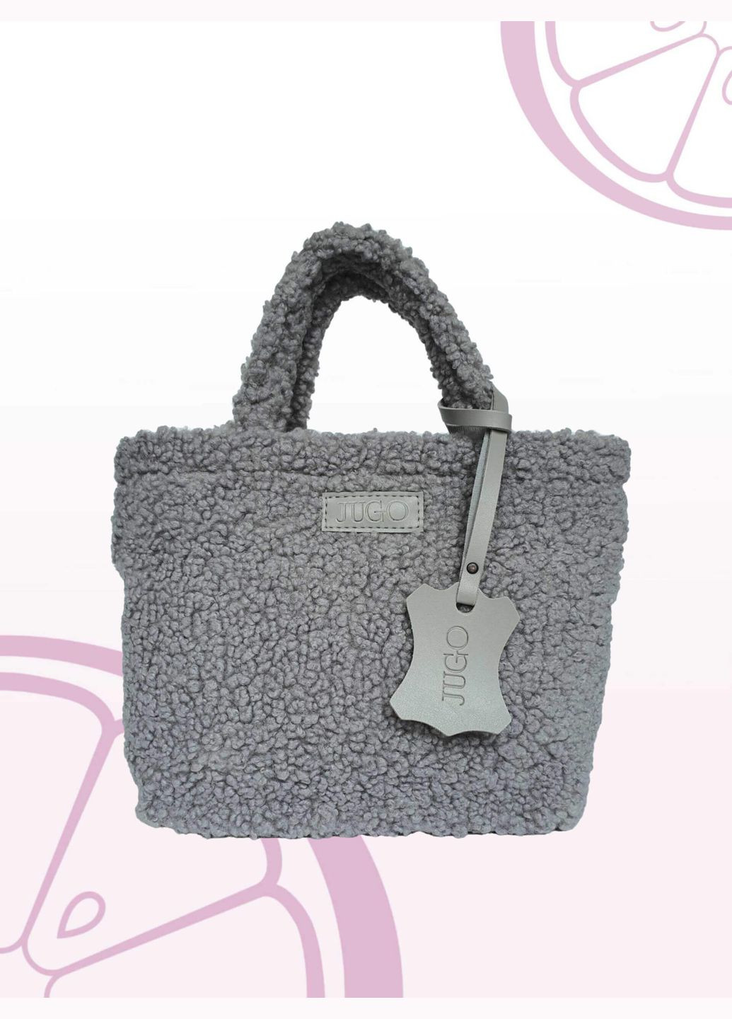 Женская меховая сумка-шопер серого цвета на зиму "Rami bag" искусственный мех и экокожа JUGO rami 1 (288577274)