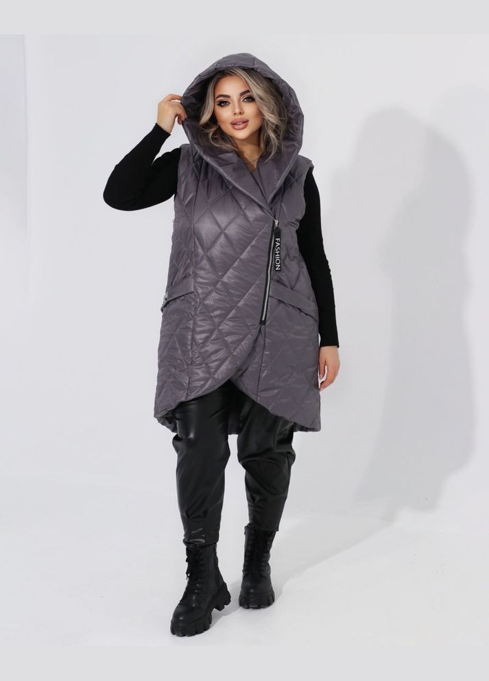 Жіночий жилет прямого крою з кишенями чорного кольору New Trend (304988251)