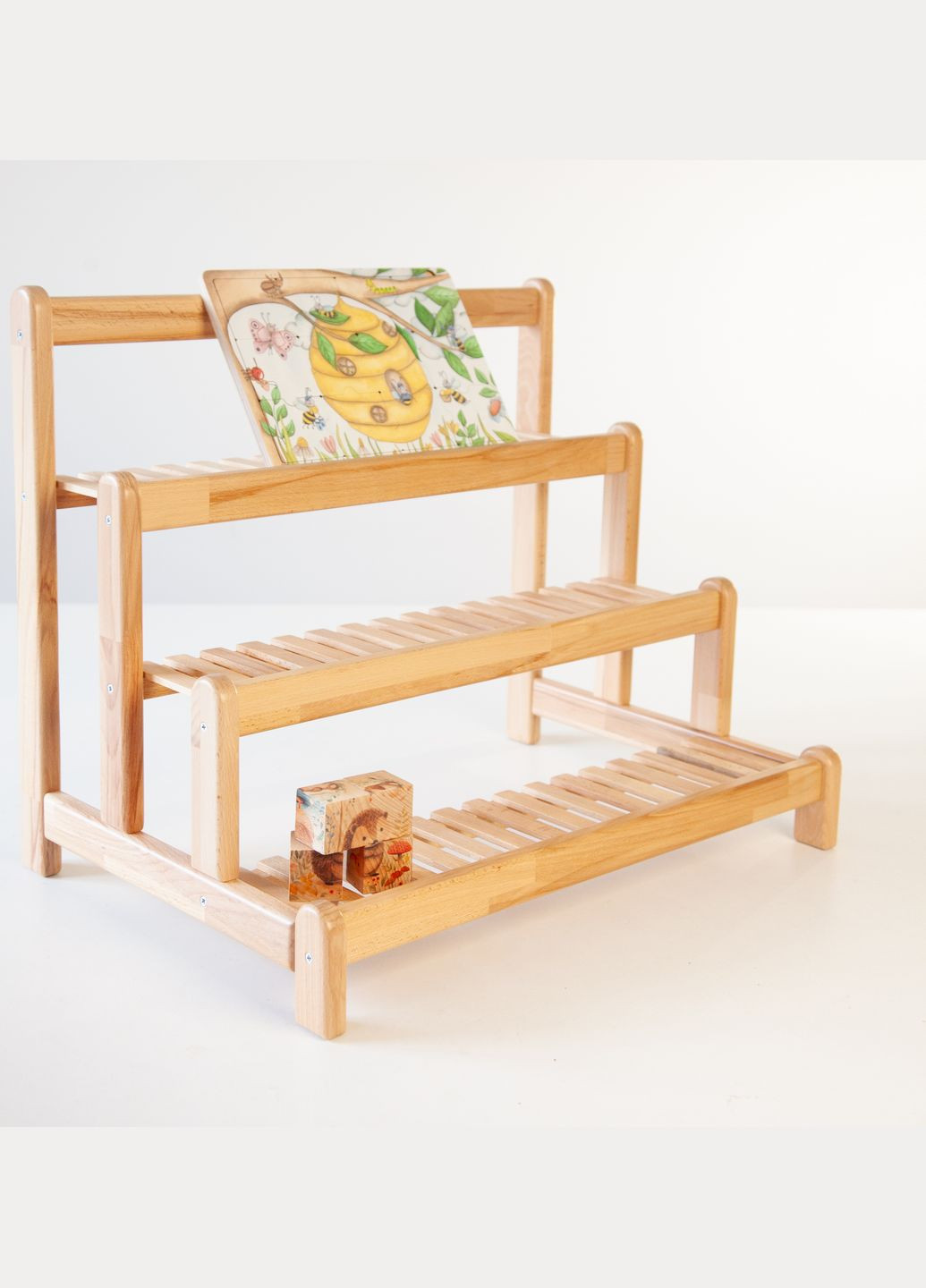 Детская полка книг и игрушек напольная из бука Маленькая Натуральная Tatoy (326598602)