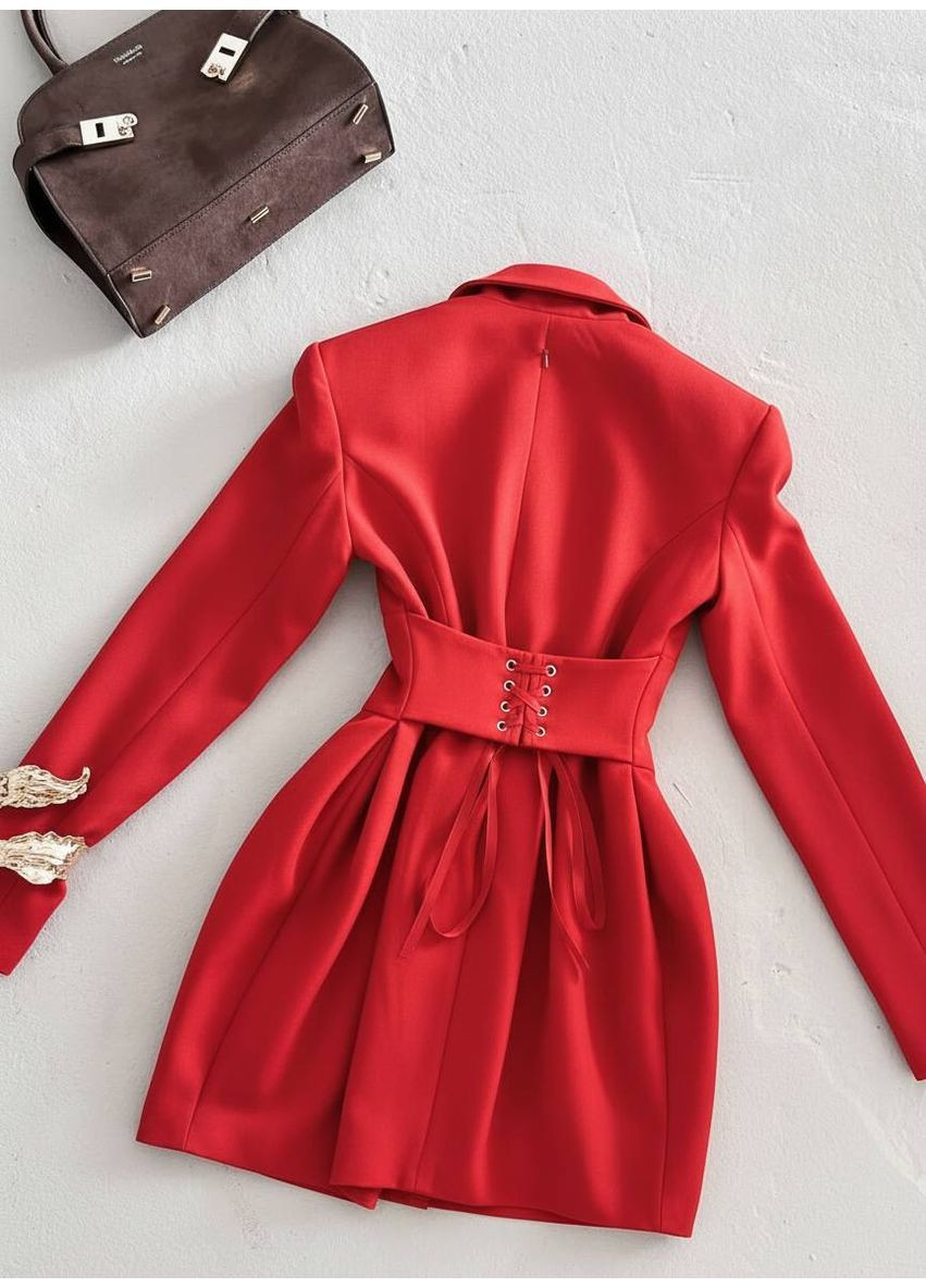 Червона повсякденний, ділова, вечірня, кежуал жіноча сукня піджак сукня-жакет No Brand однотонна