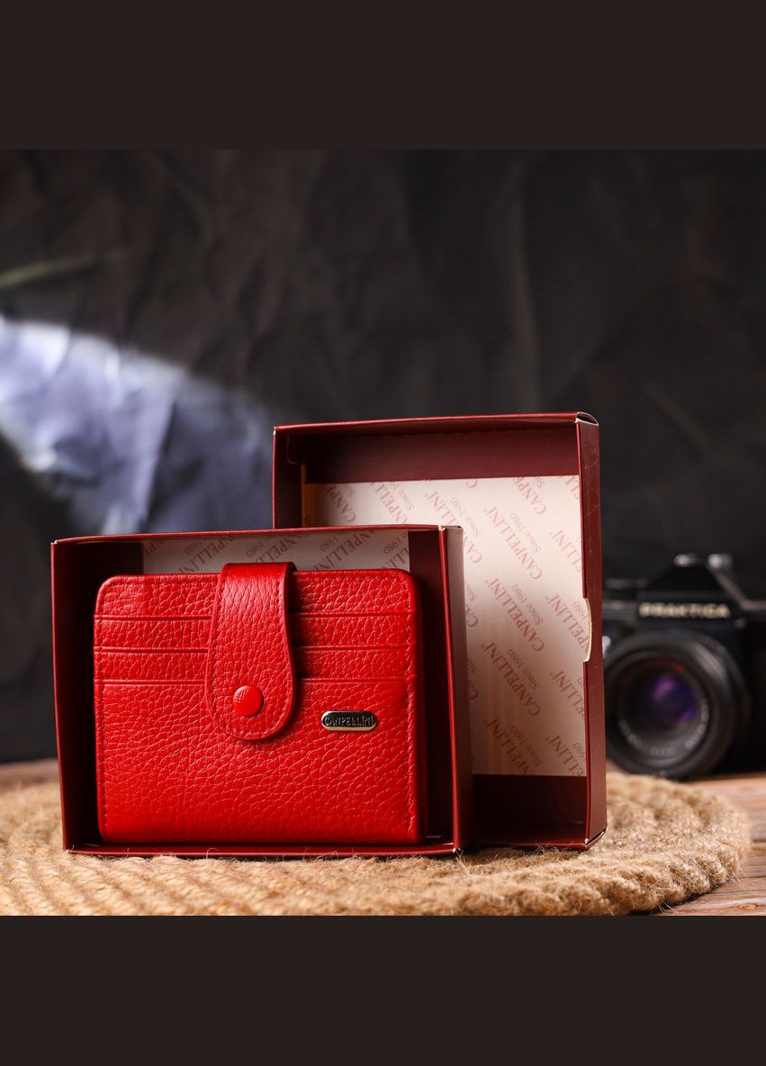 Яскравий жіночий гаманець із натуральної зернистої шкіри 21690 Червоний Canpellini (329197176)