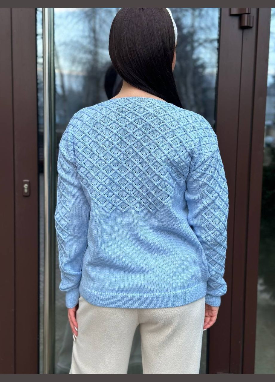 Базовый женский свитер голубого цвета 31734 No Brand (323642556)