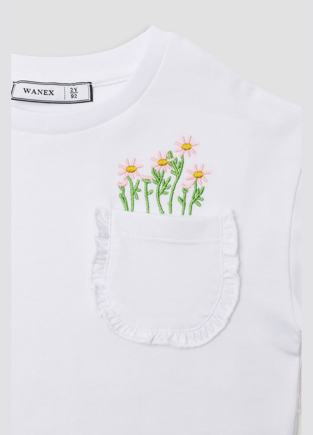 Белая летняя футболка с коротким рукавом для девочки цвет белый цб-00268915 Wanex