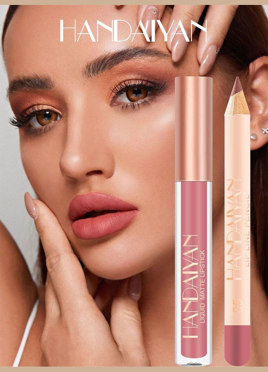 Набор 2в1 жидкая матовая помада и карандаш для губ Lips Kit 12 Handaiyan (314933573)