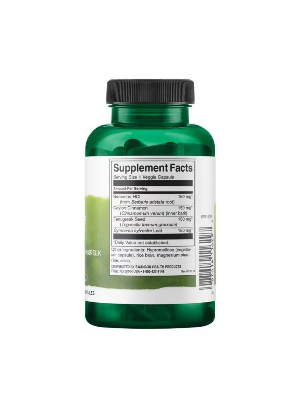 Берберин комплекс с корицей гимнемой и пажитником 90 капсул для контроля сахара в крови поддержание метаболизма Swanson (368990487)