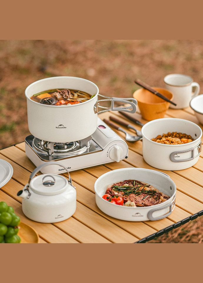 Сковорода со складной ручкой CNK2450CF013, 17,5 см, алюминий, белая Naturehike (353502778)