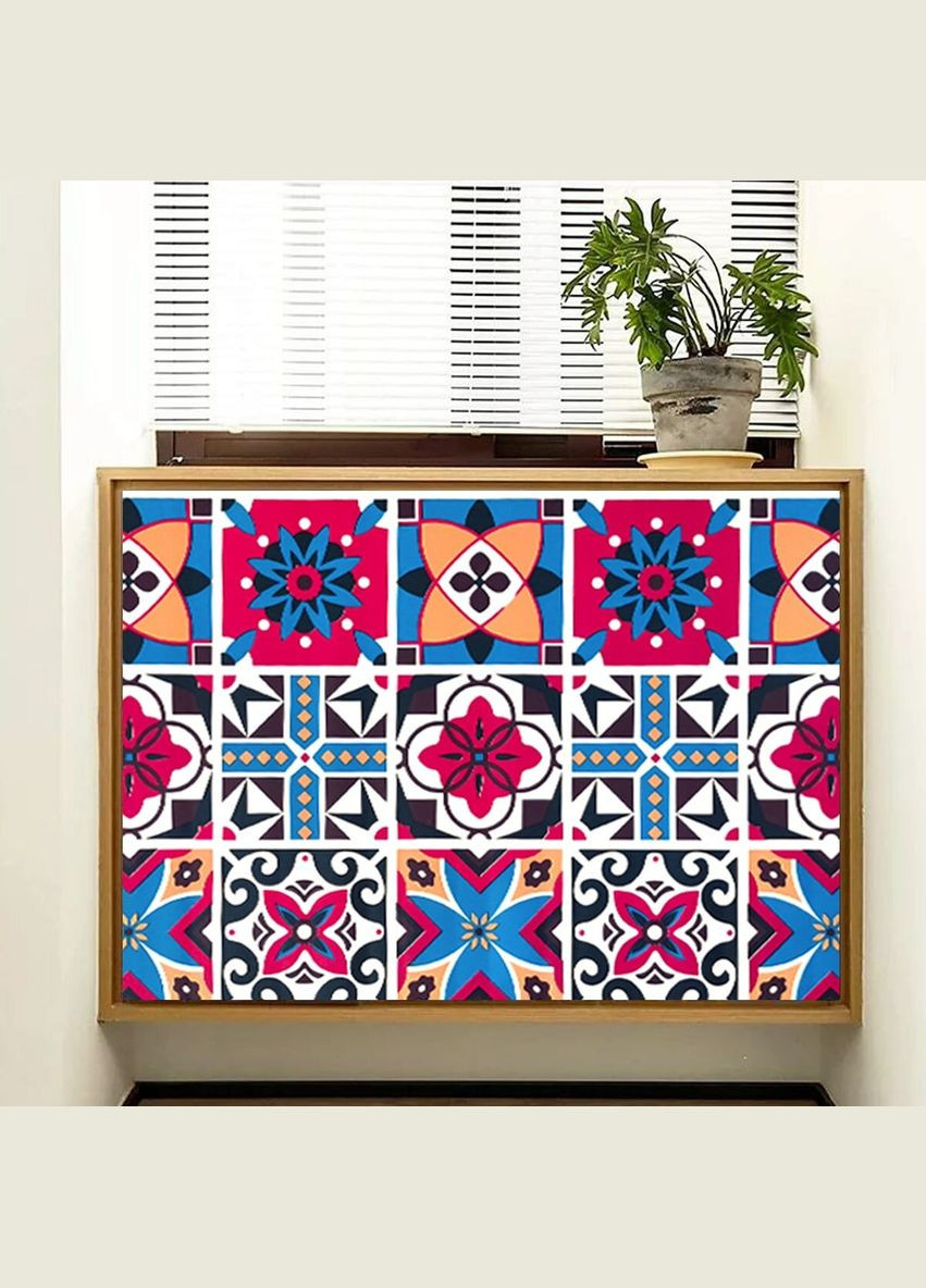 Самоклеюча плівка на паперовій основі 0,45х10м х 0,07мм Вінтажна бордова мозаїка SW-00000789 Sticker Wall (341284823)