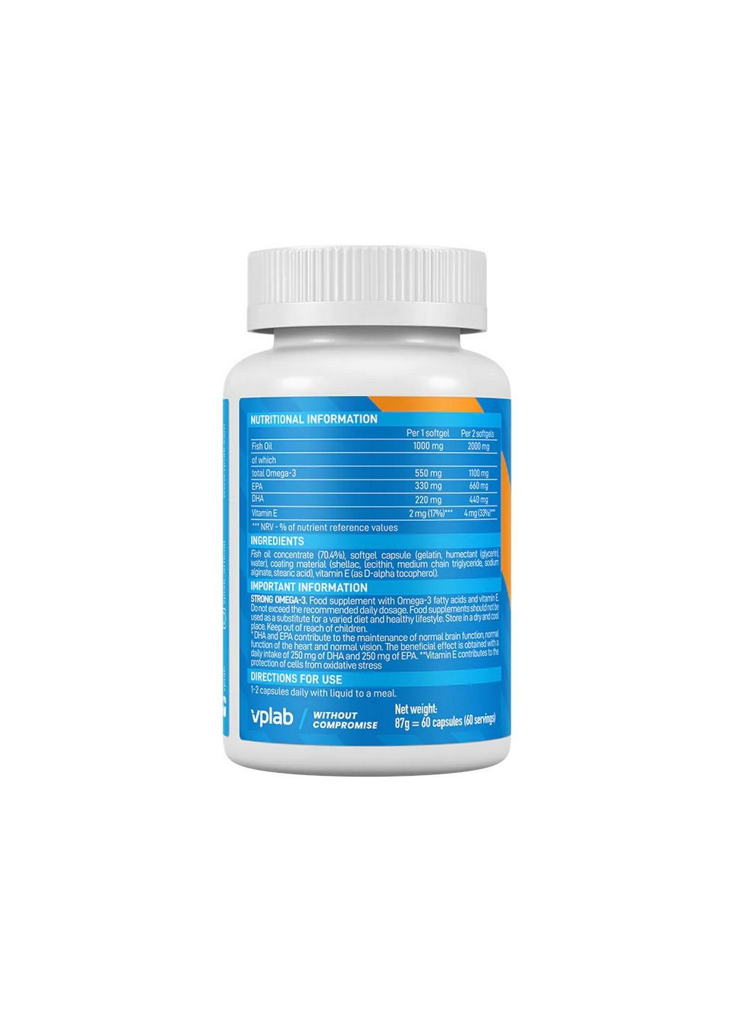Жирні кислоти Strong Omega 3, 60 капсул VPLab Nutrition (293418821)