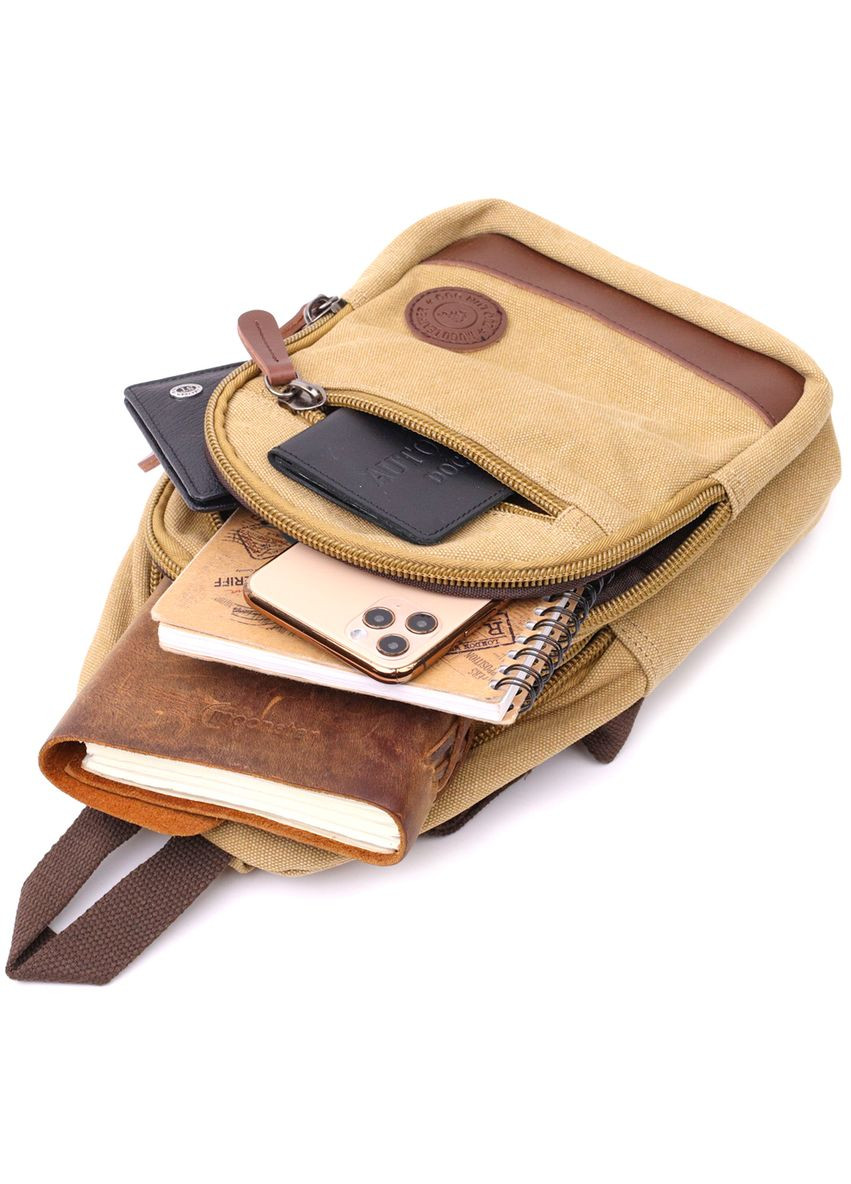 Рюкзак чоловічий сумка через плече слінг міцної тканини з ущільненою спинкою Vintagе 22178 Vintage (302257650)