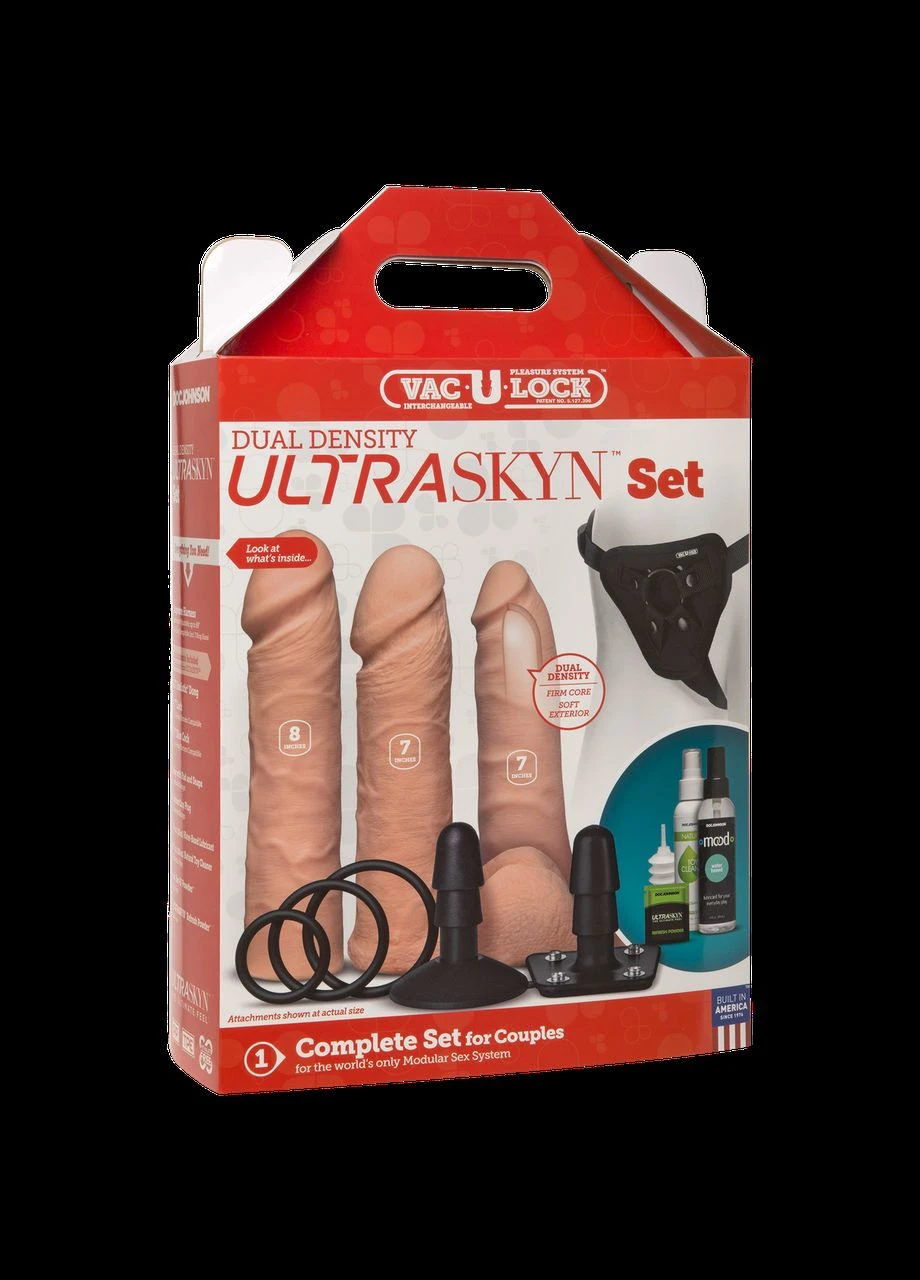 Набір для страпона Doc Johnson Vac-U-Lock Dual Density UltraSKYN Set, діаметр 3х4,5см No Brand (303890871)