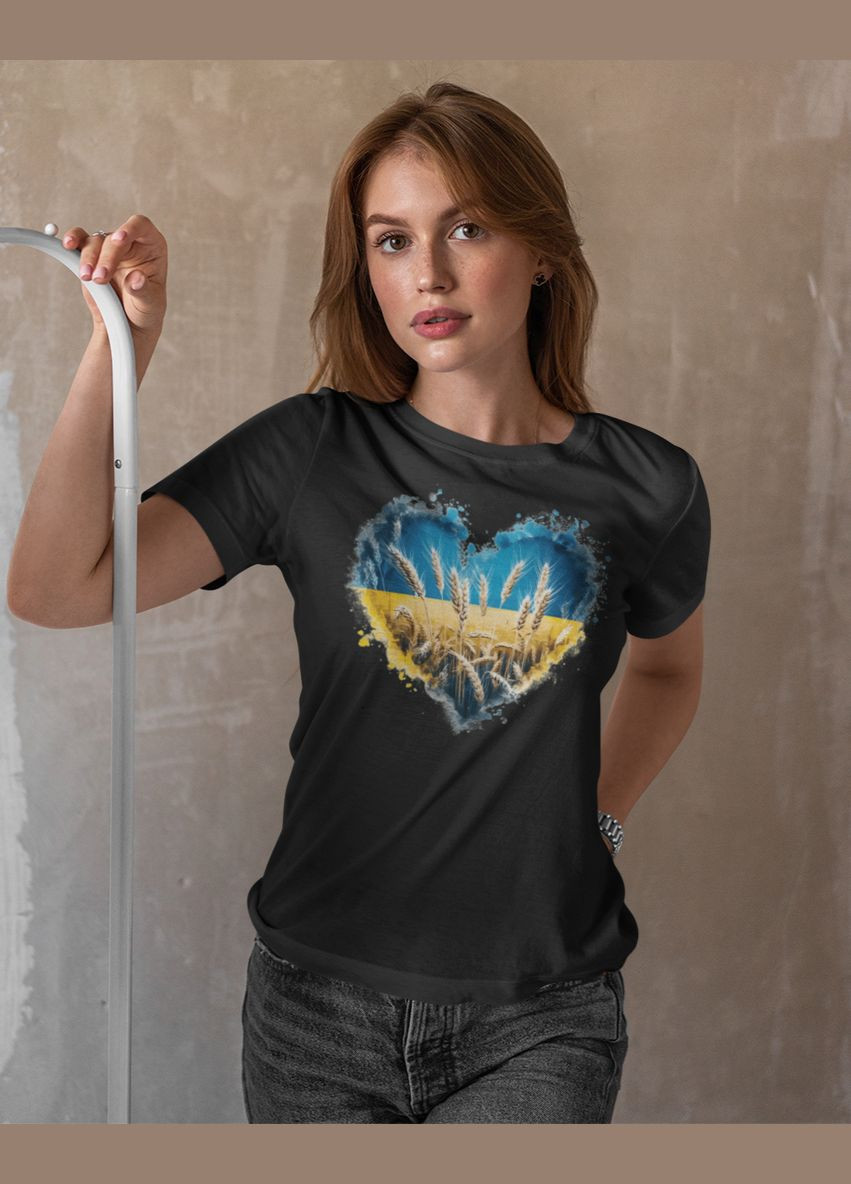 Футболка женская патриотическая с сердцем 211000010 Mishe - (315048405)