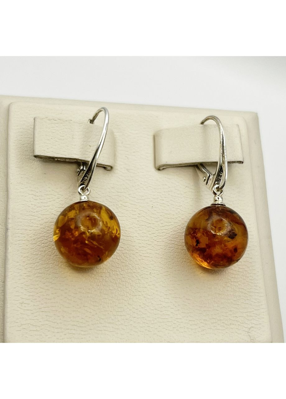 Серьги серебряные с янтарем 3,3 г No Brand (369737163)