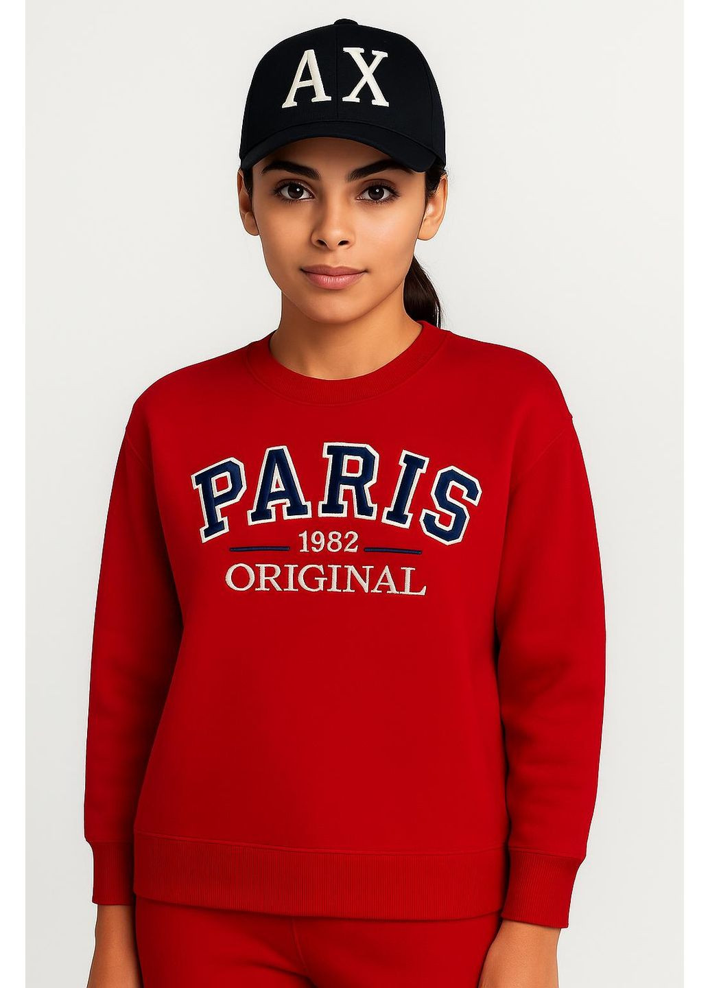 Красный свитшот женский Mint надпись вышивка (360899482)