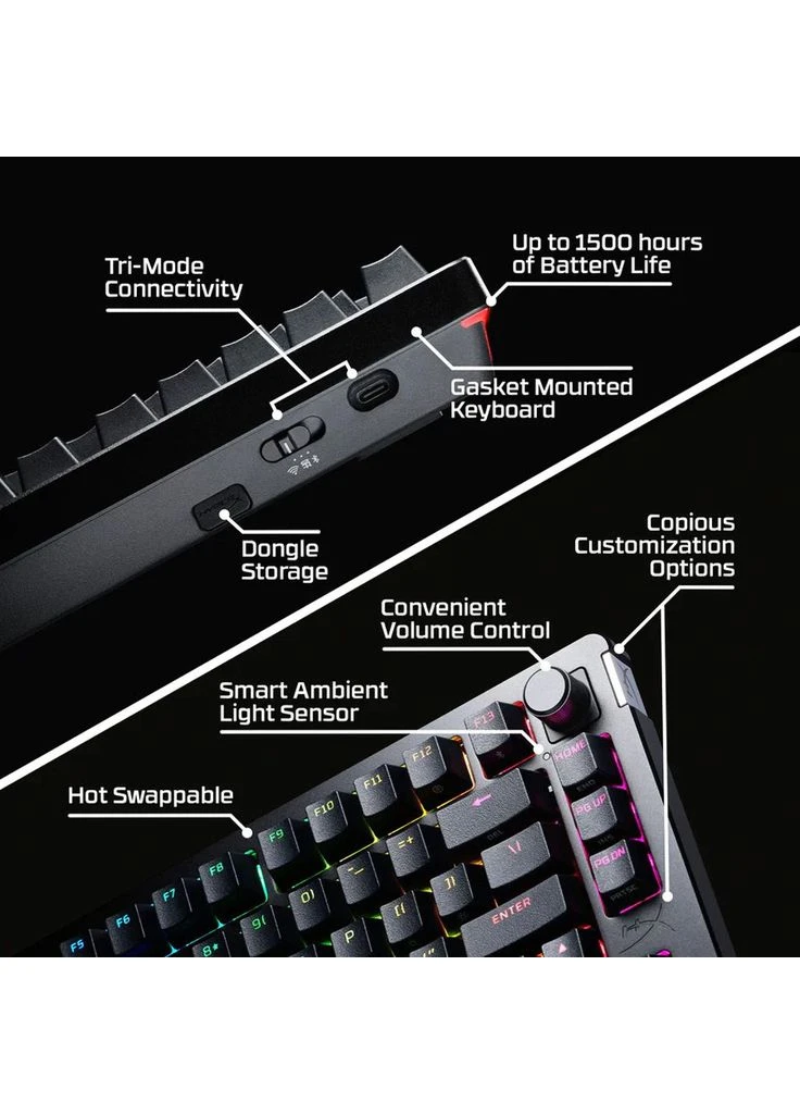 Клавиатура Alloy Rise 75 Black UA (91Y91AA) [126664] HyperX (400898749)