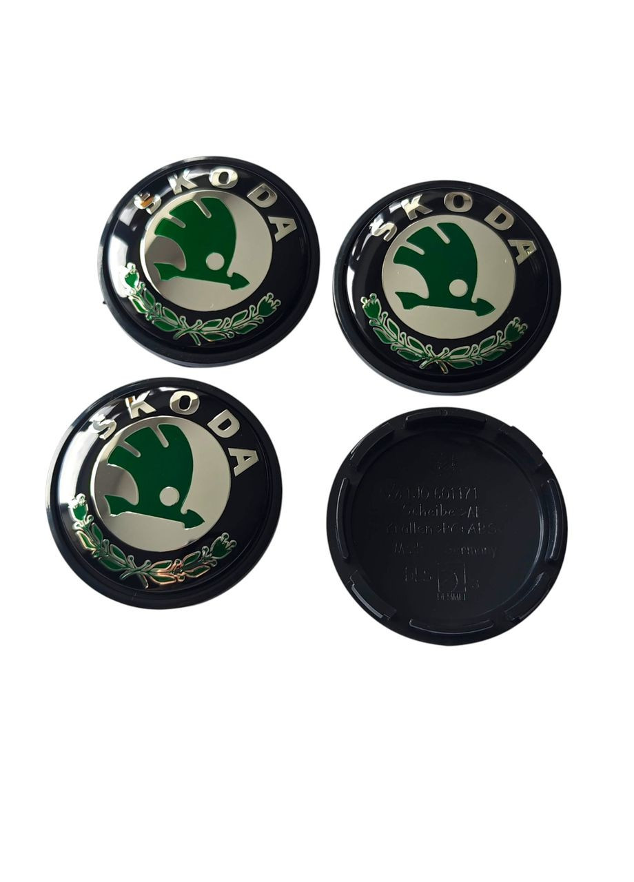 Колпачки - заглушки в диски 56\52 мм черные хром Skoda (338195763)