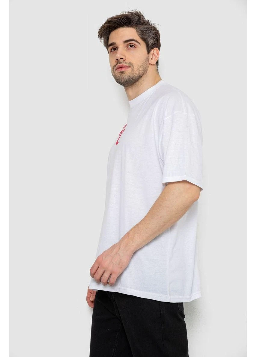 Біла футболка чоловіча з принтом, колір хакі, 244r7024 Ager