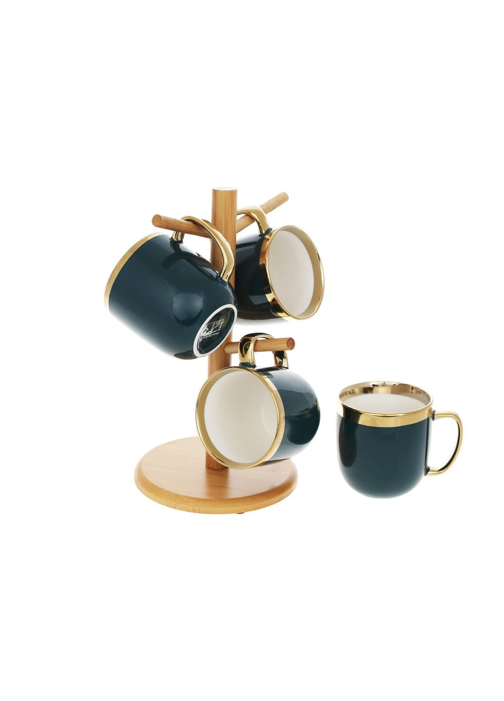 Набір кухлів на підставці Bona Di Золота лінія 905-233 320 мл 5 предметів зелений BonaDi (372448019)