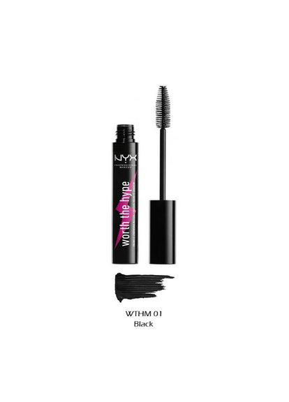Цветная тушь для ресниц Worth the Hype Volumizing & Lengthening Mascara (7 мл и 5.25 мл) 01 Black (WTHM01) NYX Professional Makeup (293153745)