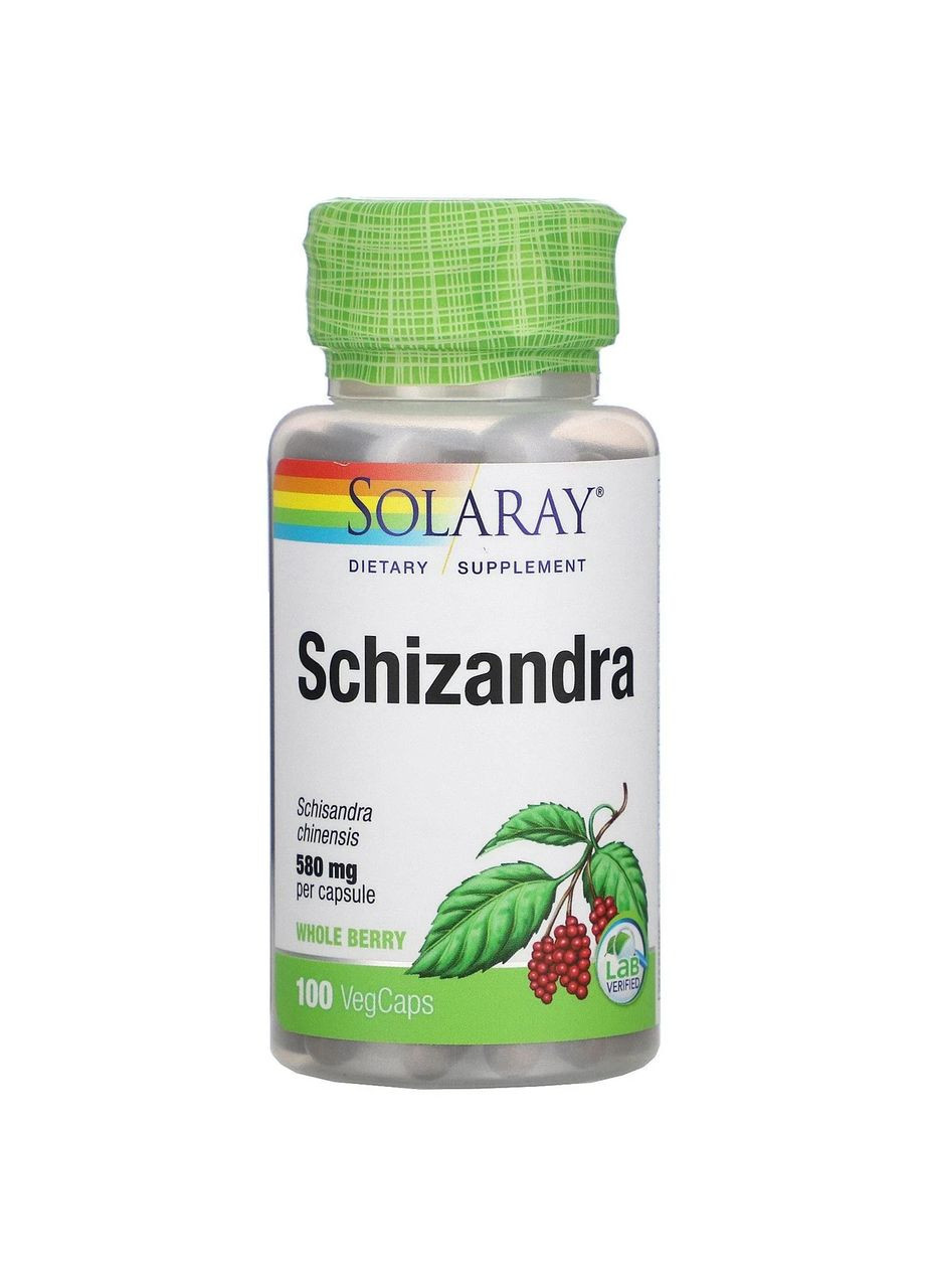 Лимонник, Schizandra, 580 мг, 100 вегетарианских капсул Solaray (365754632)