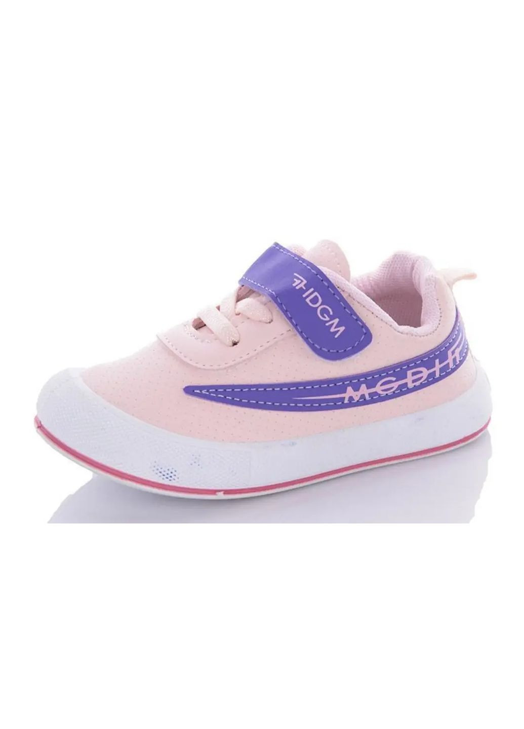 Рожеві осінні дитячі кросівки для дівчинки рожеві з фіолетовими вставками на липучці XIFA