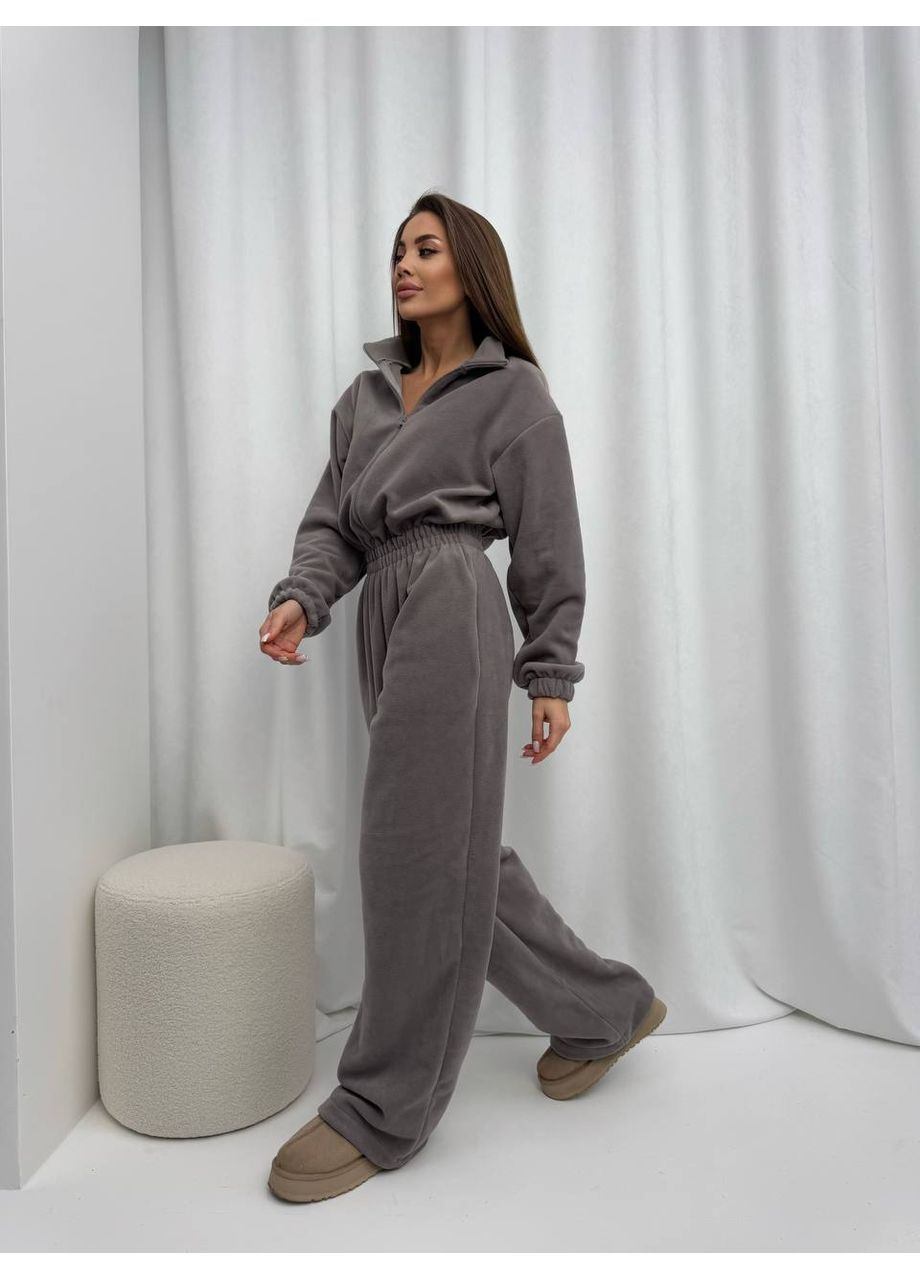 Флісовий теплий комбінезон з кишенями More_bboutique Комбінезон однотонний сірий спортивний, повсякденний фліс