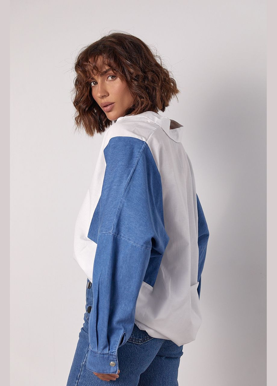 Белая кэжуал рубашка однотонная No Brand с длинным рукавом