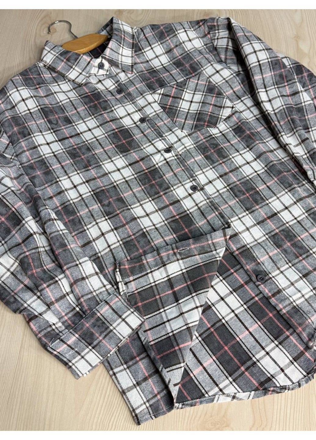 Сорочка жіноча 7765 в клітинку оверсайз широка варена YZY (350936333)