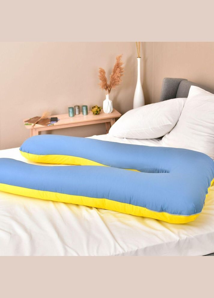 Наволочка для П-подушки для вагітних сну та відпочинку 140х75х20 см з блискавкою жовто-блакитна мікрофібра IDEIA (323645796)