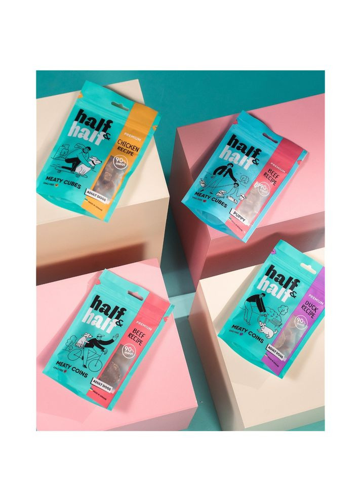 Ласощі HalfHalf м ясні монетки для собак із качкою 100 г No Brand (355795097)