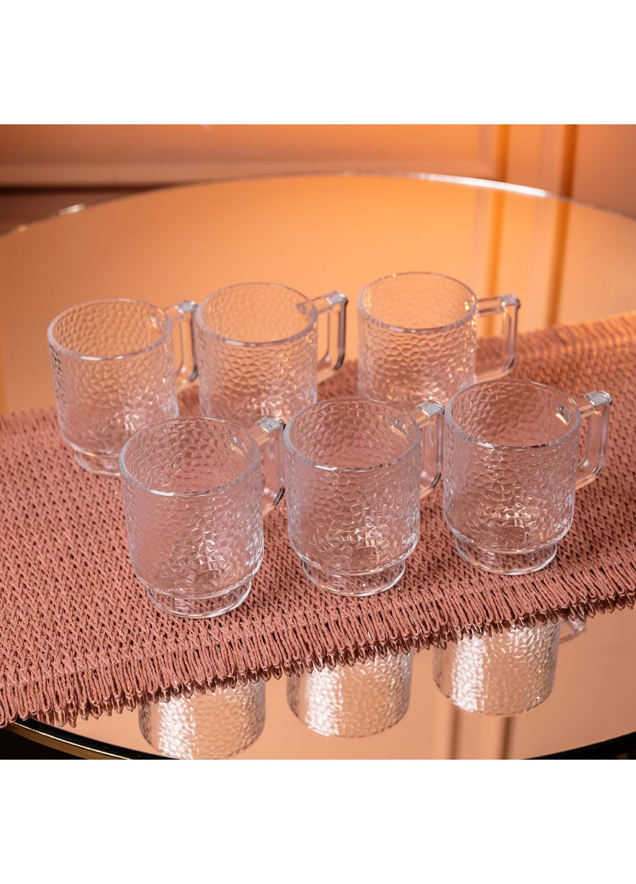 Набор чашек 6 шт для чая и кофе Goblet по 300 (мл) кружки стеклянные HP-19-L8 Yiwu (370974265)