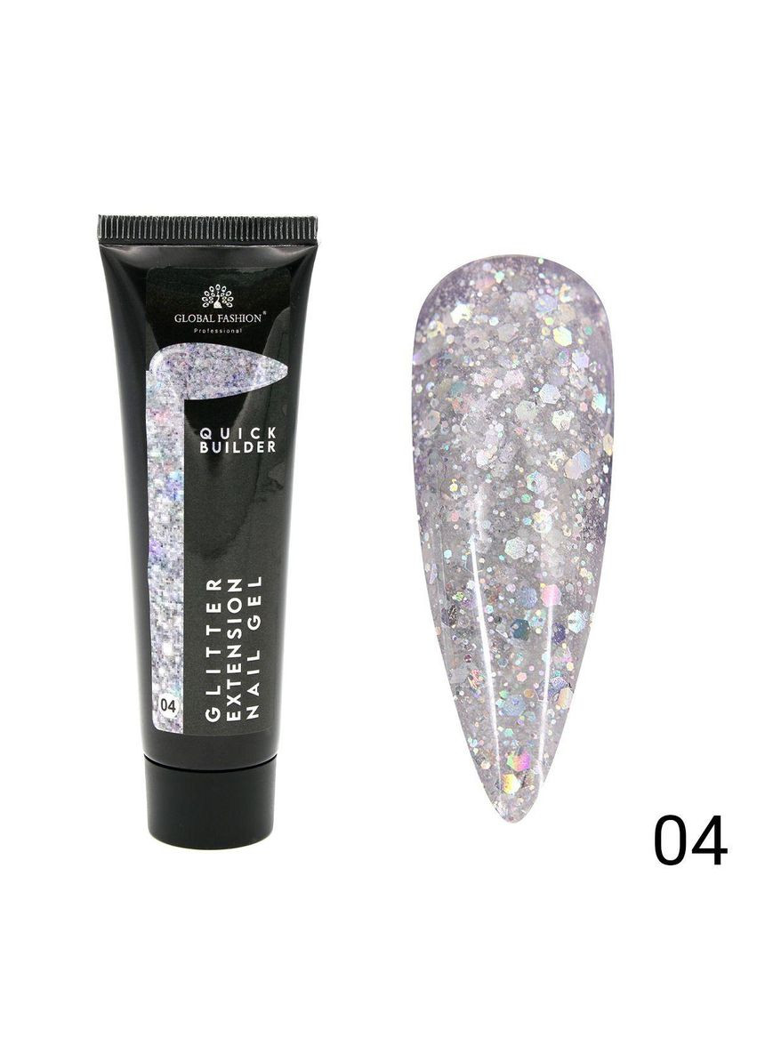 Полігель для нарощування нігтів з глітером 30 г №04 Plus-plus (352747295)