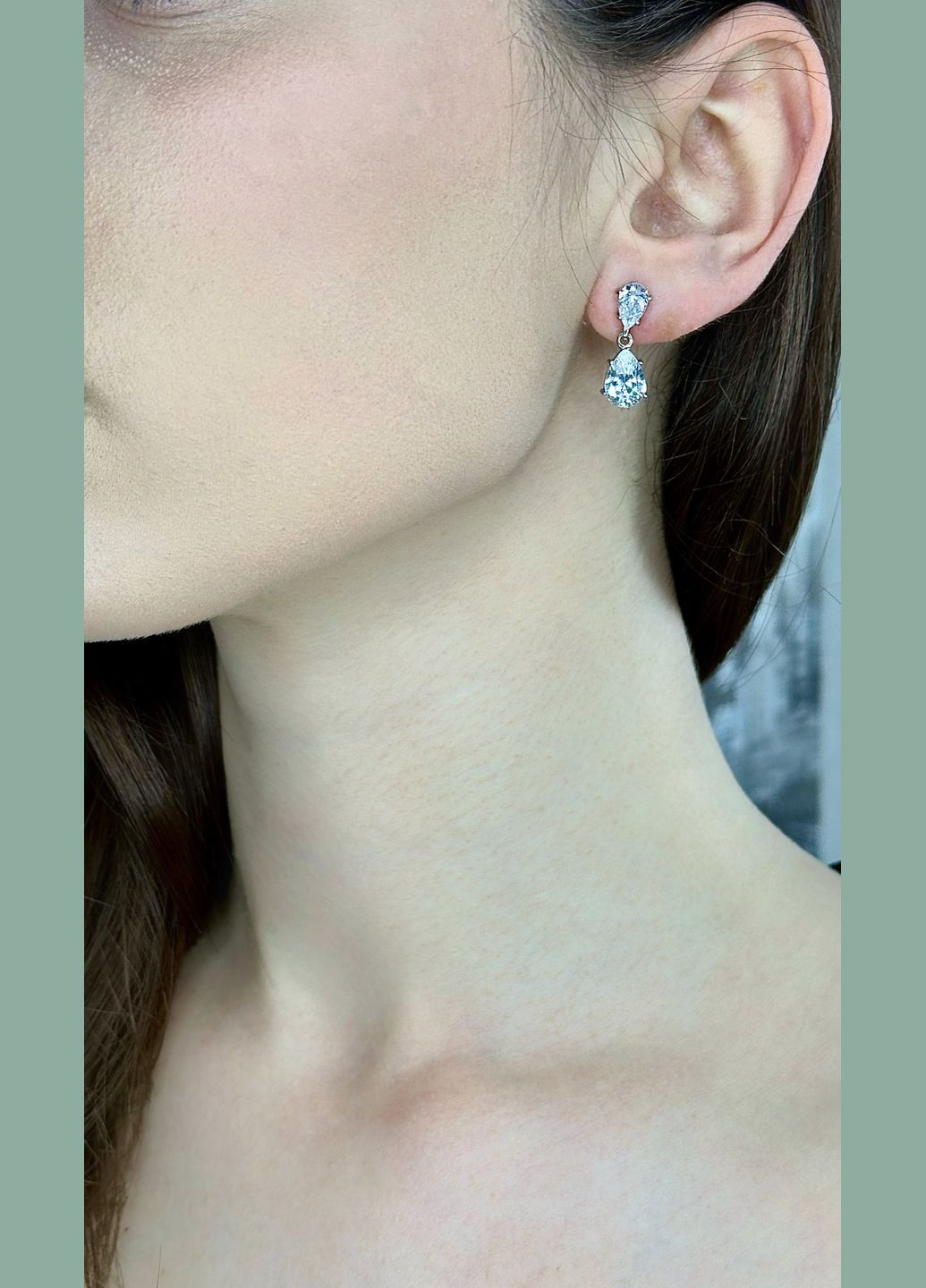 Срібні сережки з кубічним цирконієм покриті родієм Family Jewelry House (324627472)