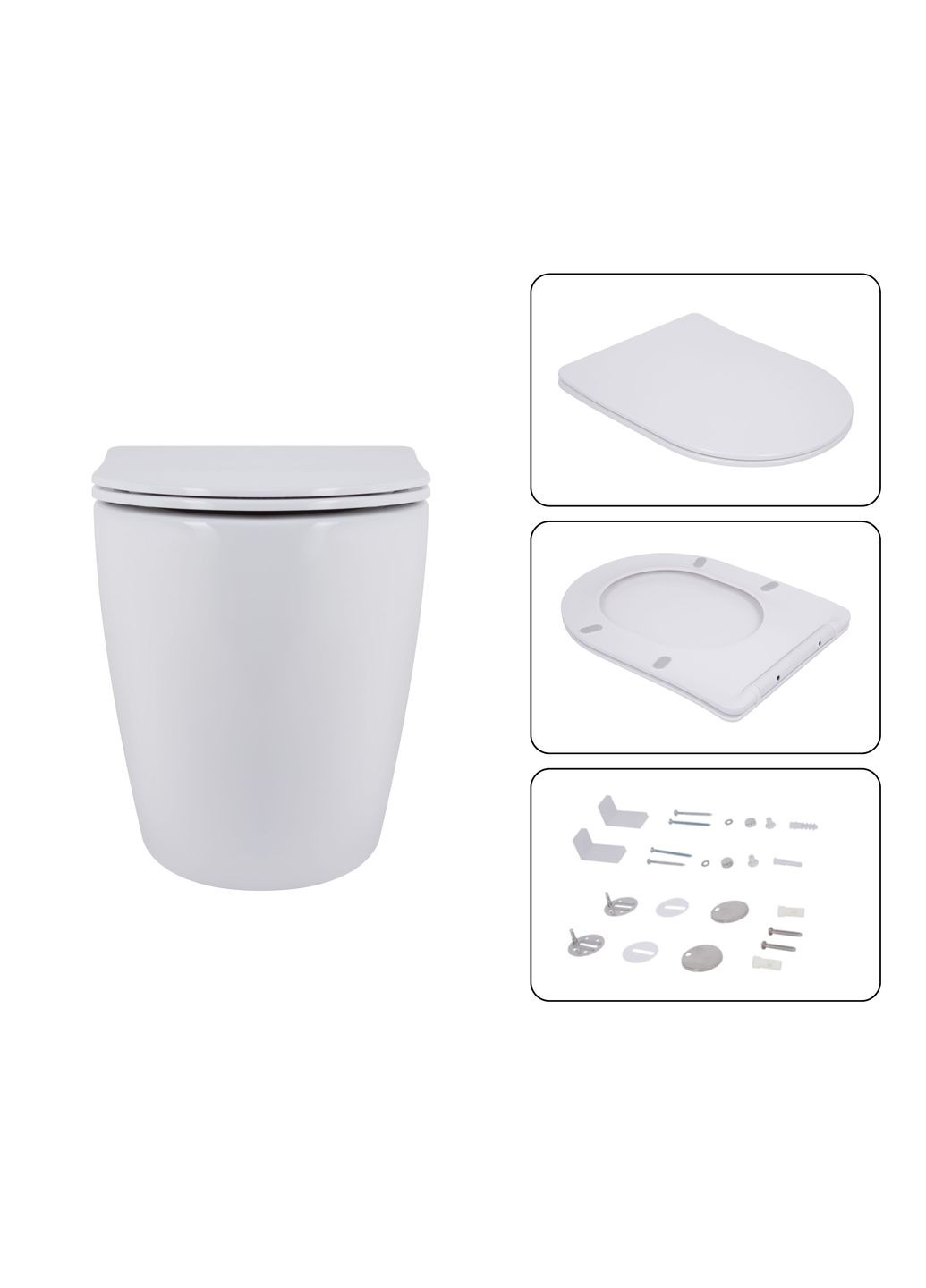 Готовое решение для ванной комнаты: подвесной унитаз Robin 520x365x365 + комплект установки Nest 4 в 1 (линейная клавиша Chrome) Qtap QT13332381AW47504 (337514849)