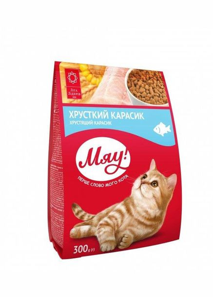 Сухой корм с Карасём для взрослых кошек 300 г Мяу Мяу! (278309636)