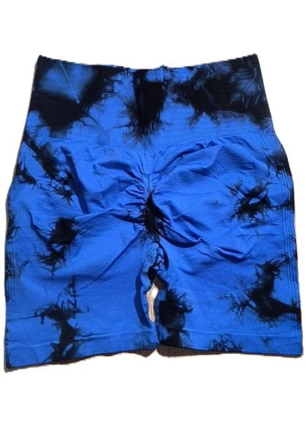 Спортивные мраморные фитнес шорты с пушап эффектом женские велосипедки короткие с высокой талией утягивающие тай-дай No Brand (329201992)