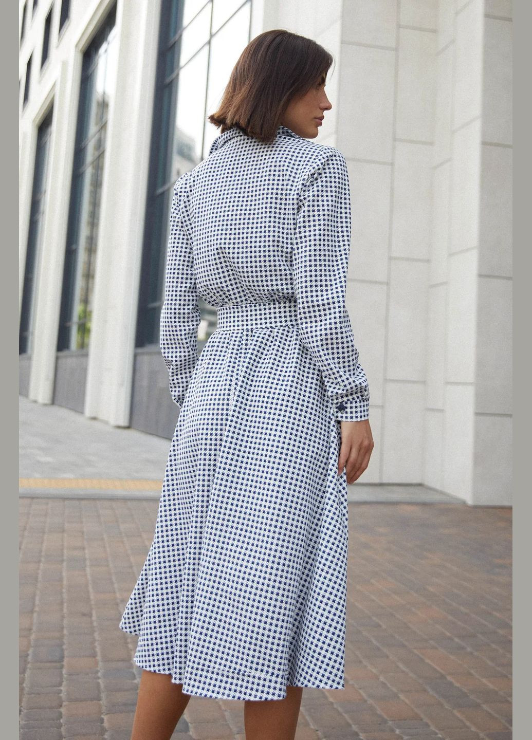 Синя ділова, повсякденний, кежуал сукня Seventeen в клітинку
