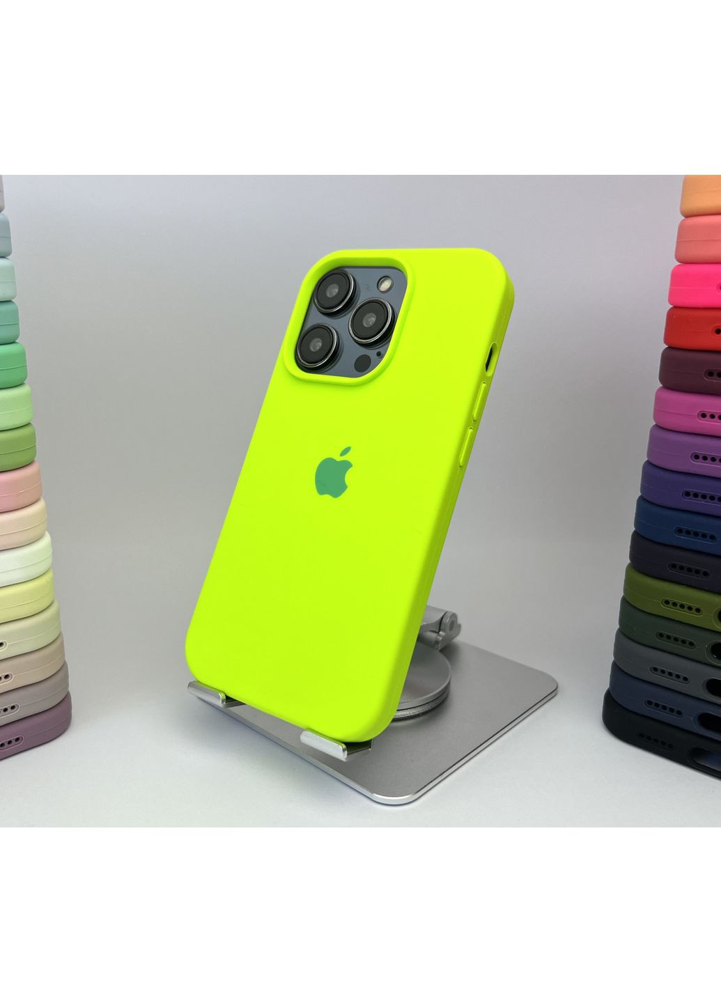 Чехол Silicone case на 14 PRO микрофибра силиконовый для айфона 14 ПРО Салатовый Neon cover No Brand (369137161)