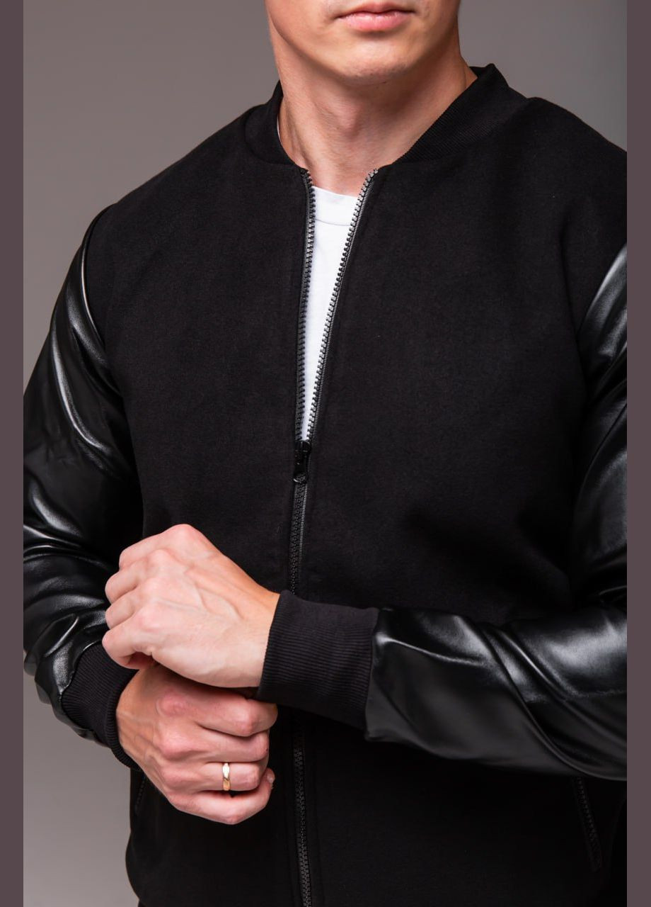 Кашемировый бомбер с рукавами под кожу Vakko на молнии (302225666)