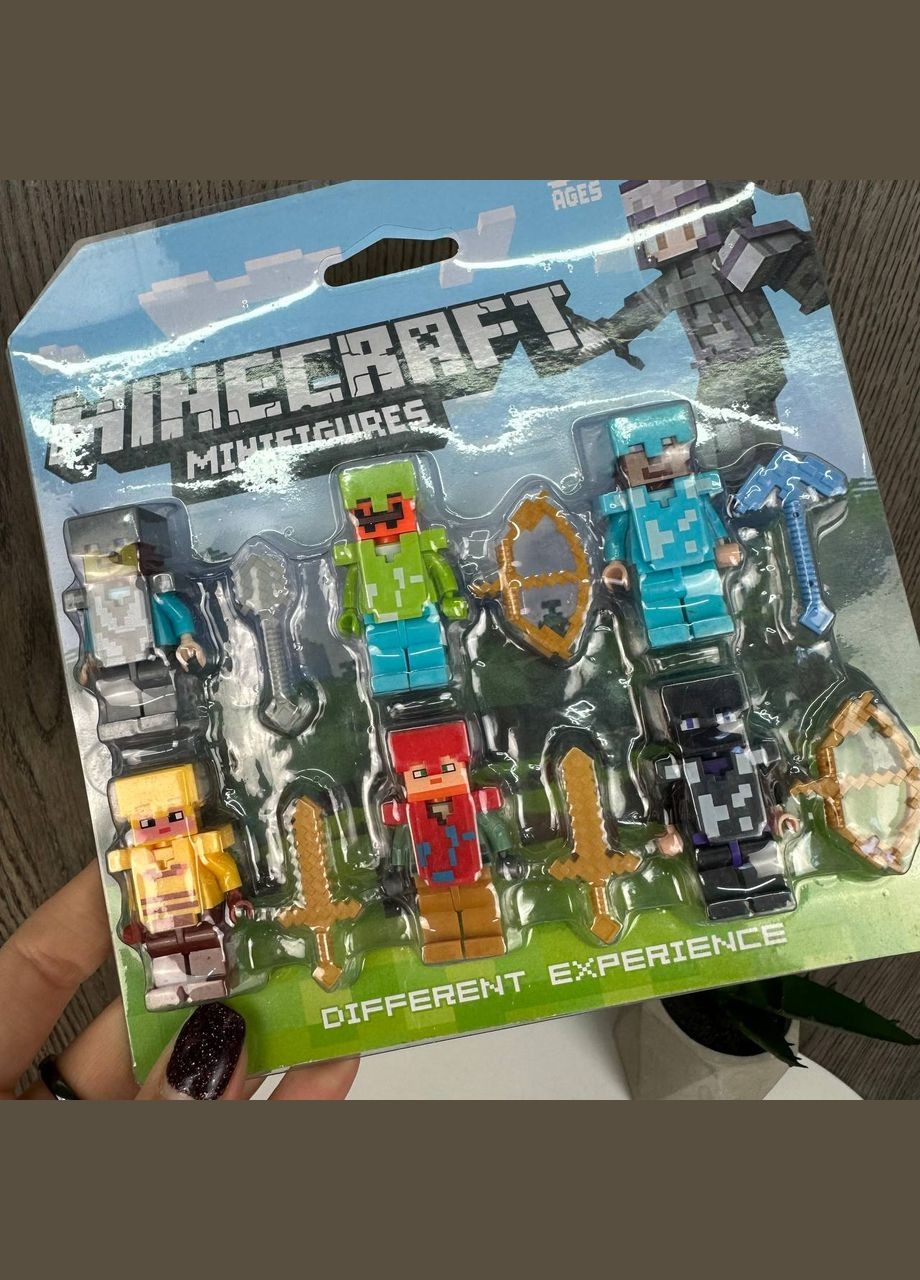 Фигурки герои набор Майнкрафт с оружием, набор фигурок в коробочке Minecraft Diy (332211908)