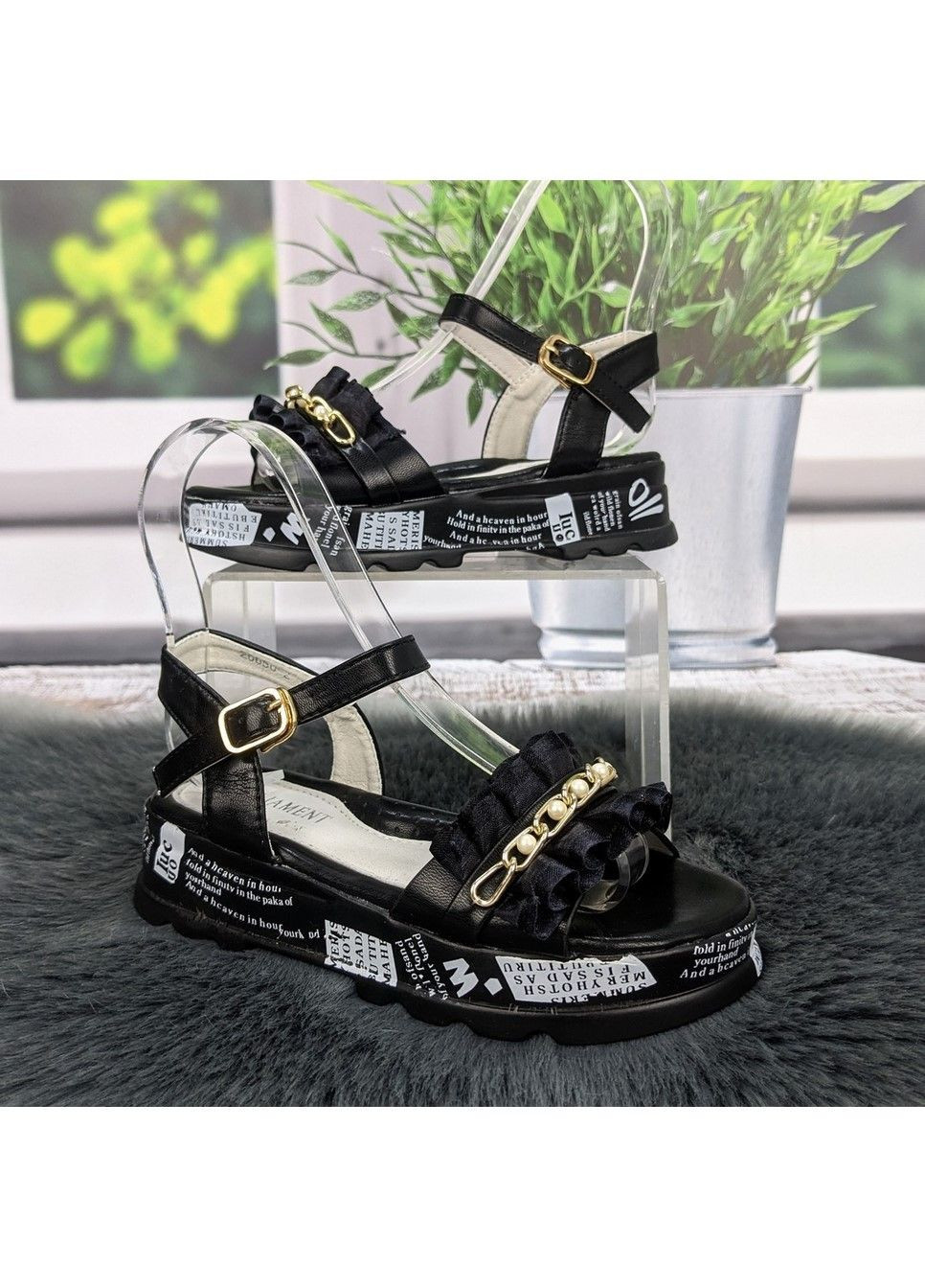 Черные босоножки сандалии детские для девочки Paliament