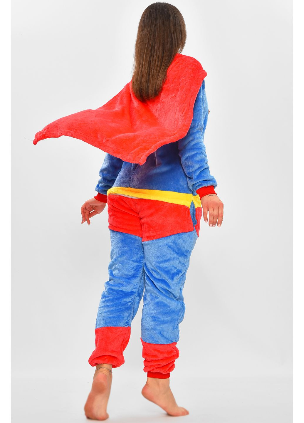 Синяя зимняя женская пижама кигуруми синего цвета с принтом комбинезон Let's Shop